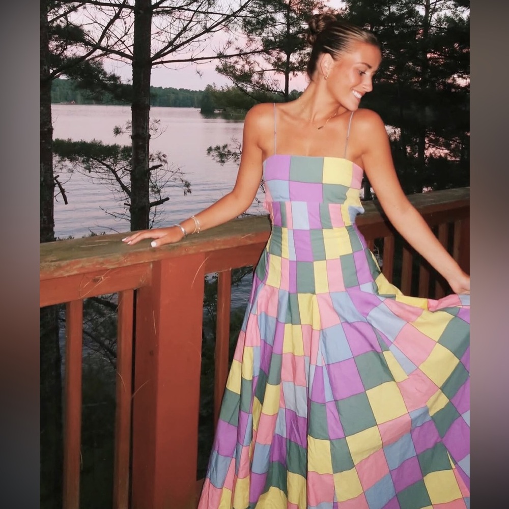 S/W/F Bandeau Spaghetti Strap Maxi Dress